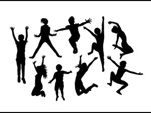 happy-jumping-child-silhouettes-vector-16177550