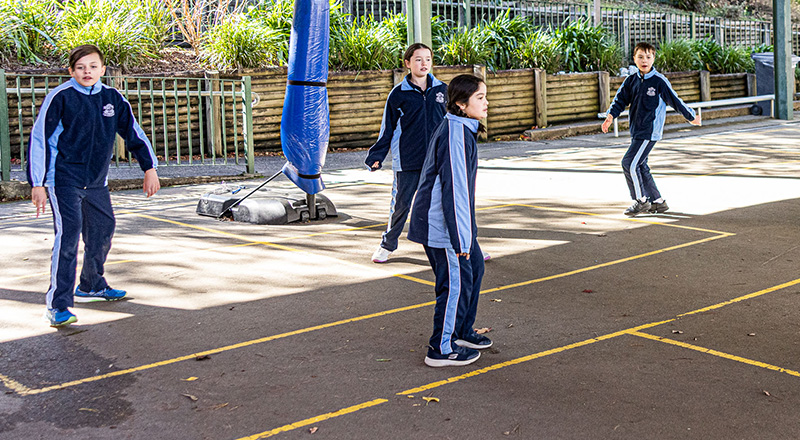 Our Lady of the Nativity Primary Lawson students playing handball