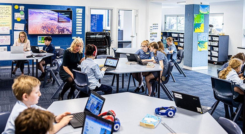 Students making use of the learning facilities on offer at Our Lady of the Nativity Primary Lawson