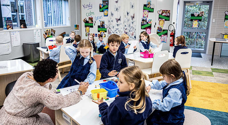 Our Lady of the Nativity Primary Lawson studnets making use of air conditioned learning space