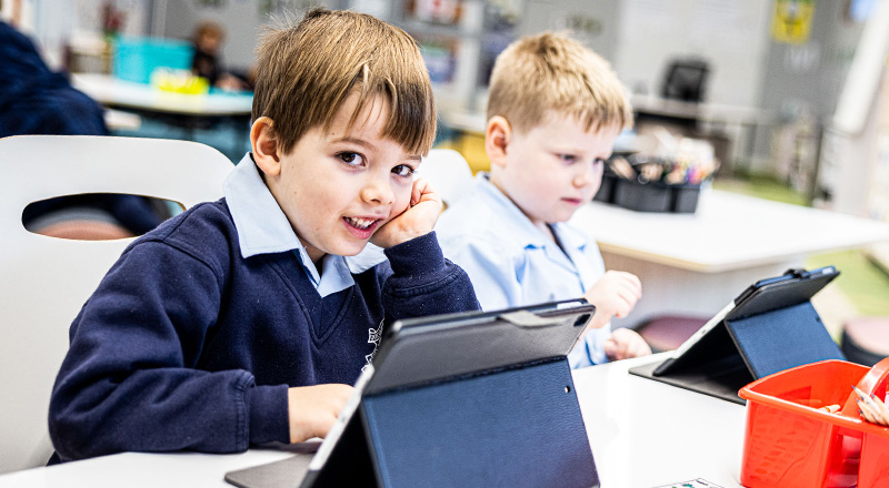 Our Lady of the Nativity Primary Lawson student on iPad