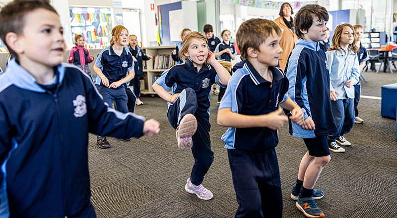 Our Lady of the Nativity Primary Lawson students participating in dance class