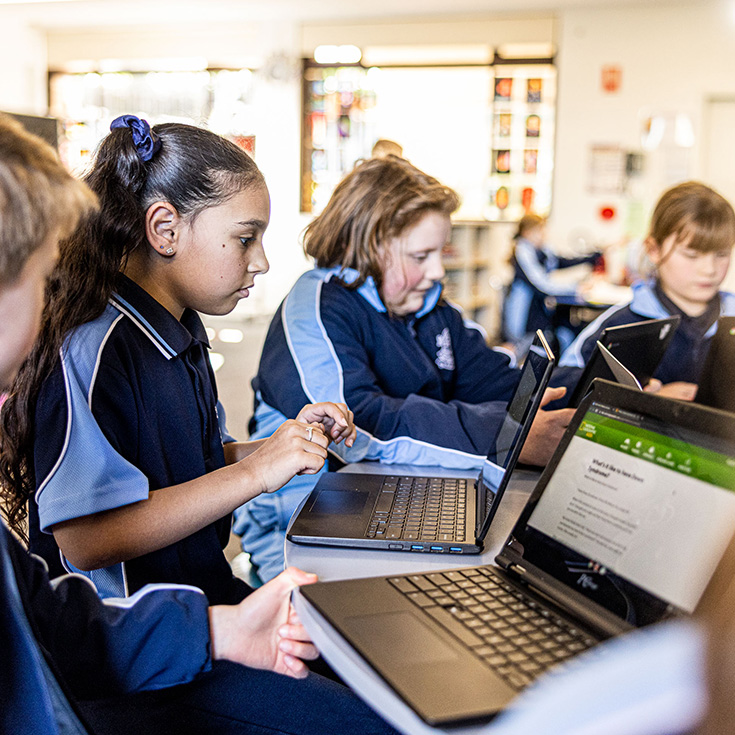Our Lady of the Nativity Primary Lawson students using technology