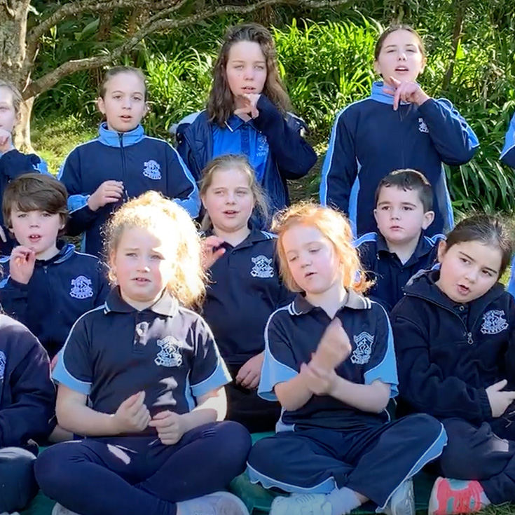 Our Lady of the Nativity Primary Lawson students during the Acknowledgement of Country
