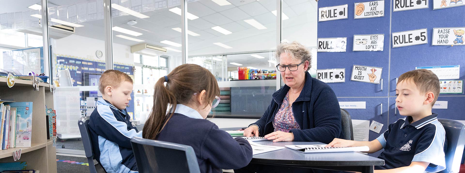 Our Lady of the Nativity Lawson Primary teacher assisting students