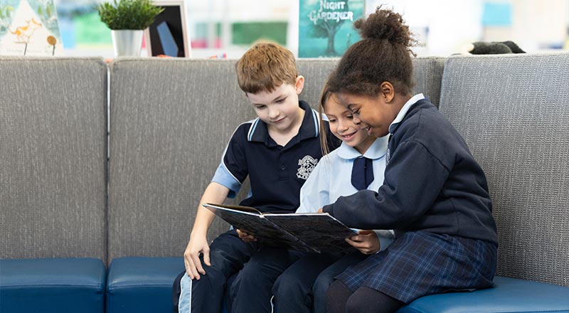 Our Lady of the Nativity Primary Lawson students in library