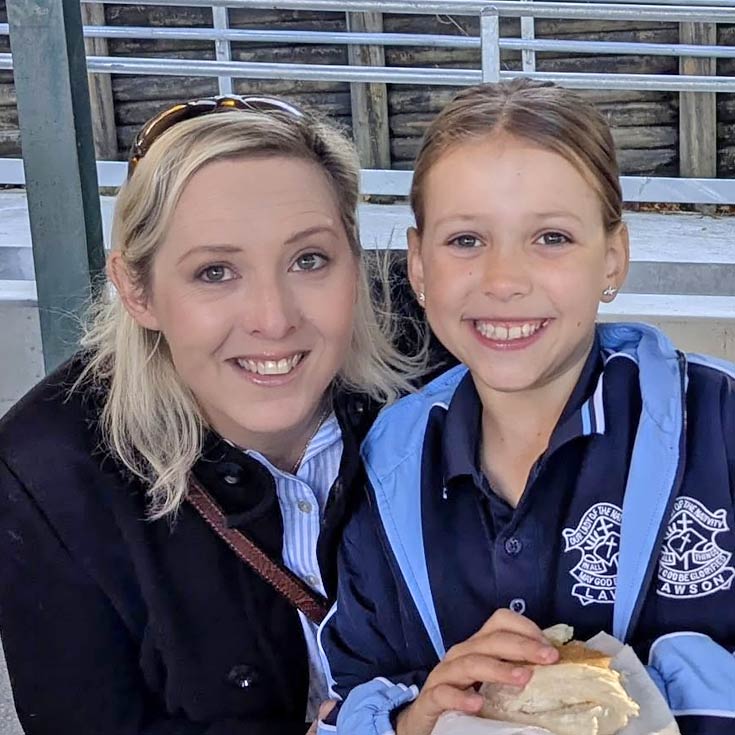 Mum and daughter at Our Lady of the Nativity Primary Lawson